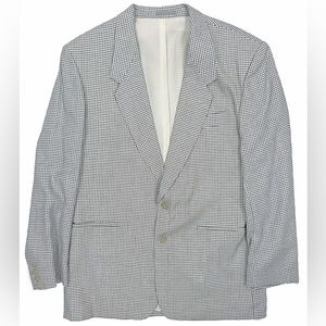 Vintage Men’s Cream and Navy Check Blazer